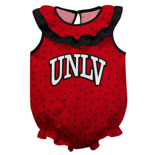 UNLV Rebels Swirls Red Sleeveless Ruffle Onesie Logo Bodysuit