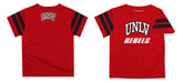 UNLV Rebels Vive La Fete Boys Game Day Red Short Sleeve Tee with Stripes on Sleeves - Vive La Fête - Online Apparel Store