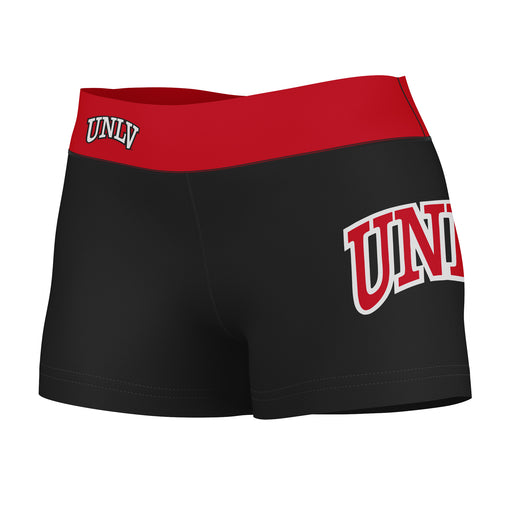 UNLV Rebels Vive La Fete Game Day Logo on Thigh and Waistband Black and Red Women Yoga Booty Workout Shorts 3.75 Inseam"
