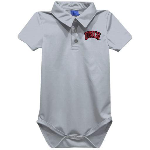 UNLV Rebels Embroidered Gray Solid Knit Polo Onesie