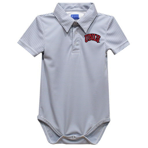 UNLV Rebels Embroidered Gray Stripe Knit Boys Polo Bodysuit