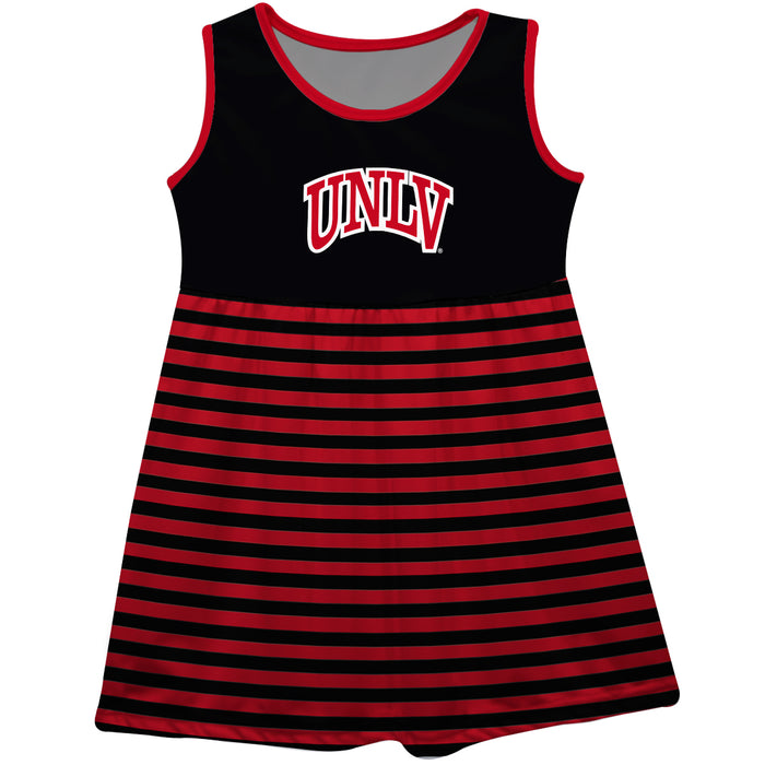 UNLV Rebels Vive La Fete Girls Game Day Sleeveless Tank Dress Solid Black Logo Stripes on Skirt