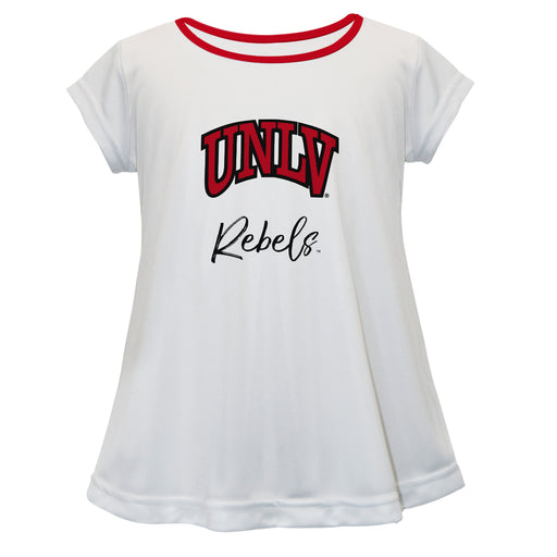 Nevada Las Vegas Rebels Vive La Fete Girls Game Day Short Sleeve White Top with School Logo and Name