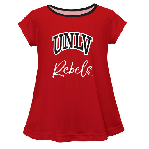 Nevada Las Vegas Rebels Vive La Fete Girls Game Day Short Sleeve Red Top with School Logo and Name