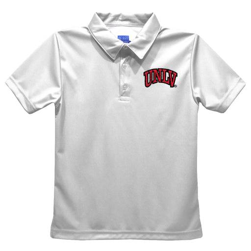 UNLV Rebels Embroidered White Short Sleeve Polo Box Shirt