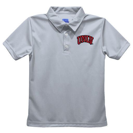 UNLV Rebels Embroidered Gray Short Sleeve Polo Box Shirt