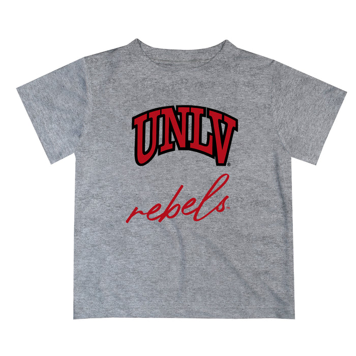 Nevada Las Vegas Rebels Vive La Fete Script V1 Gray Short Sleeve Tee Shirt