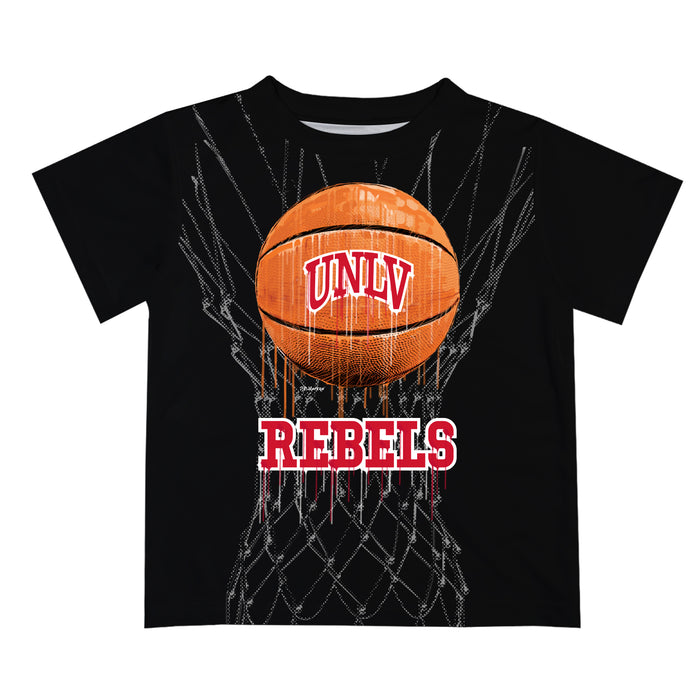 Nevada Las Vegas Rebels Original Dripping Basketball Black T-Shirt by Vive La Fete