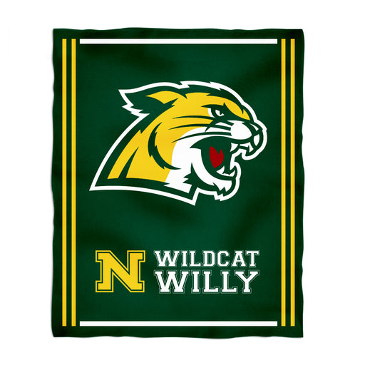 NMU Northern Michigan Wildcats Vive La Fete Kids Game Day Green Plush Soft Minky Blanket 36 x 48 Mascot