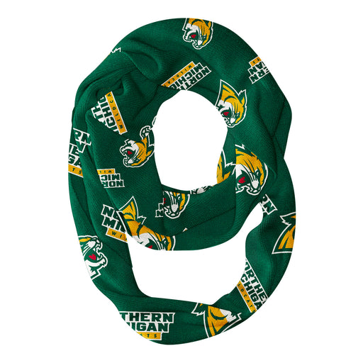 Northern Michigan Wildcats Vive La Fete Repeat Logo Game Day Collegiate Women Light Weight Ultra Soft Infinity Scarf
