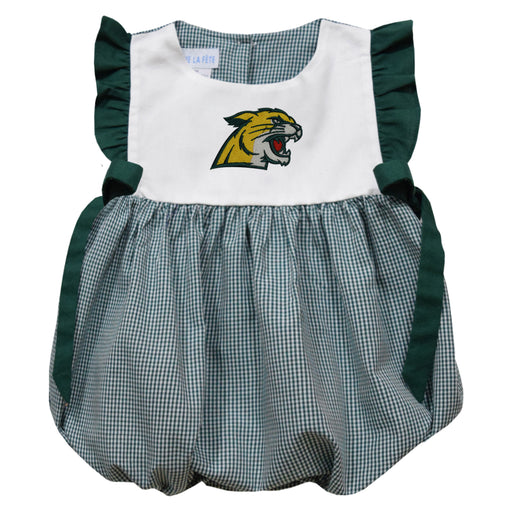 NMU Northern Michigan Wildcats Embroidered Hunter Green Gingham Girls Bubble