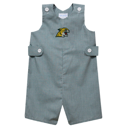 NMU Northern Michigan Wildcats Embroidered Hunter Green Gingham Boys Jon Jon