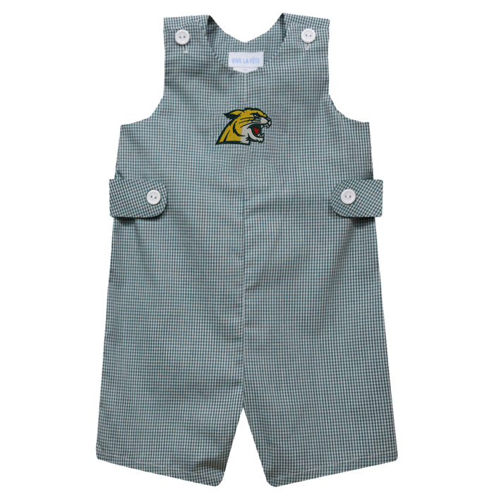 NMU Northern Michigan Wildcats Embroidered Hunter Green Gingham Boys Jon Jon