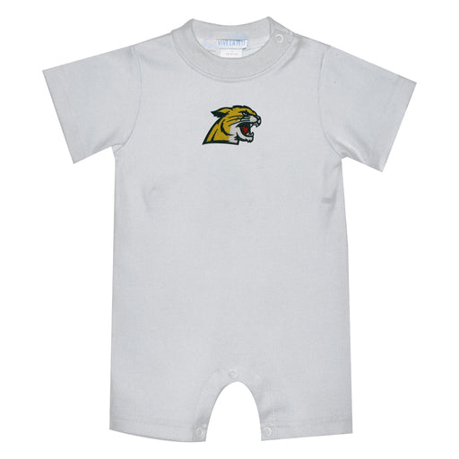 NMU Northern Michigan Wildcats Embroidered White Knit Short Sleeve Boys Romper