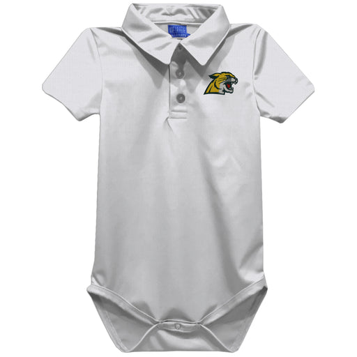 NMU Northern Michigan Wildcats Embroidered White Solid Knit Polo Onesie