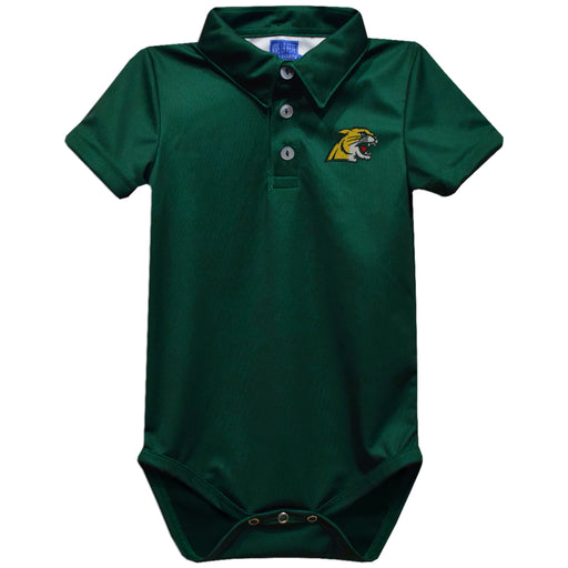 NMU Northern Michigan Wildcats Embroidered Hunter Green Solid Knit Polo Onesie