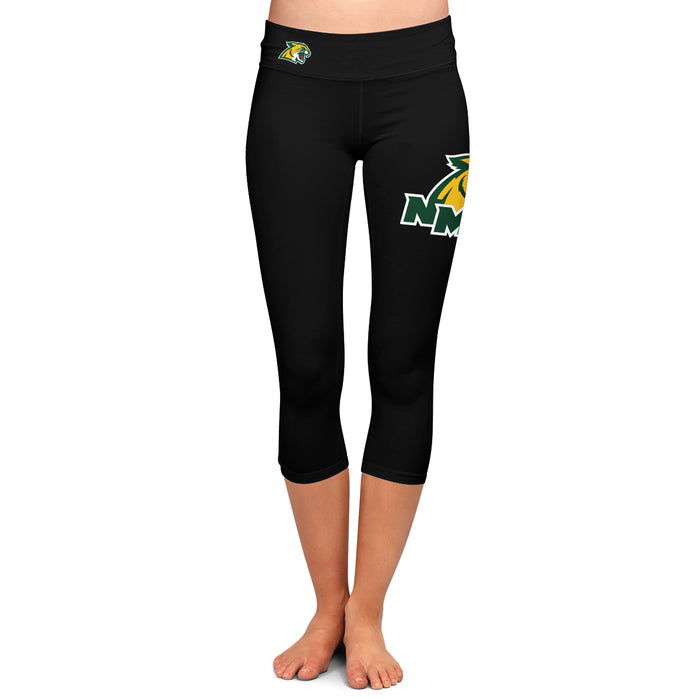 Northern Michigan Wildcats Vive La Fete Game Day Collegiate Large Logo on Thigh and Waist Girls Black Capri Leggings