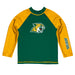 Northern Michigan Wildcats Vive La Fete Logo Green Gold Long Sleeve Raglan Rashguard