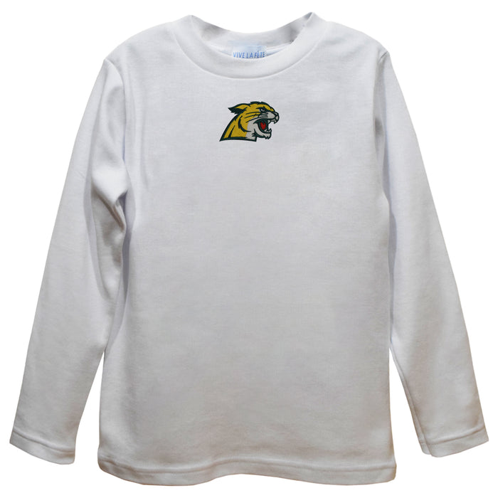 NMU Northern Michigan Wildcats Embroidered White Long Sleeve Boys Tee Shirt