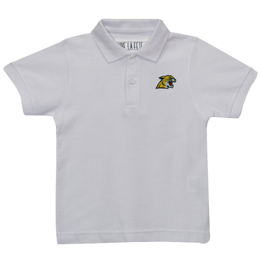 NMU Northern Michigan Wildcats Embroidered White Short Sleeve Polo Box Shirt