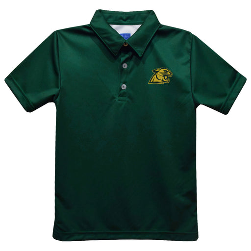 NMU Northern Michigan Wildcats Embroidered Hunter Green Short Sleeve Polo Box Shirt