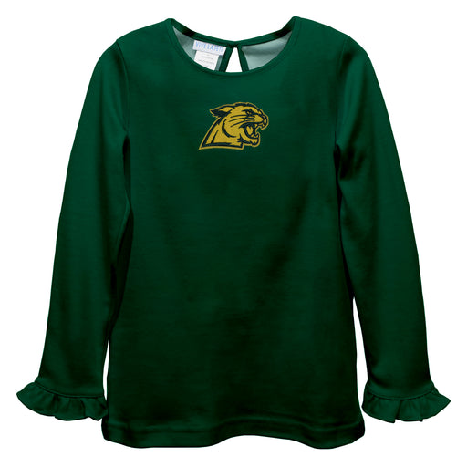 NMU Northern Michigan Wildcats Embroidered Hunter Green Knit Long Sleeve Girls Blouse