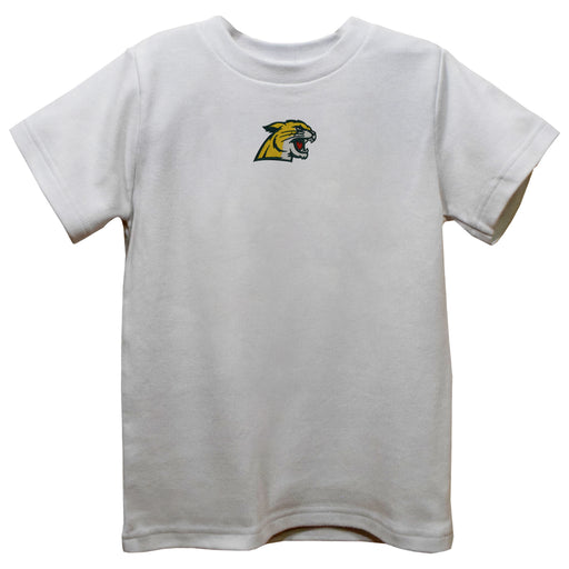 NMU Northern Michigan Wildcats Embroidered White Short Sleeve Boys Tee Shirt
