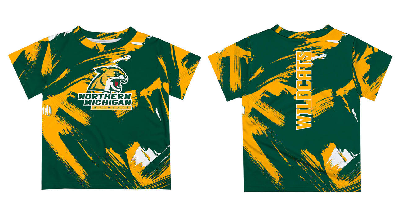 NMU Northern Michigan Wildcats Vive La Fete Boys Game Day Green Short Sleeve Tee Paint Brush - Vive La Fête - Online Apparel Store