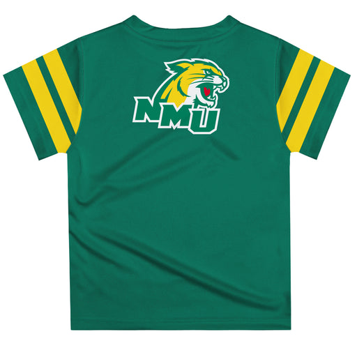 Northern Michigan Wildcats Vive La Fete Boys Game Day Green Short Sleeve Tee with Stripes on Sleeves - Vive La Fête - Online Apparel Store