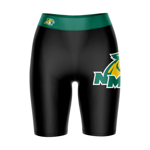 Northern Michigan Wildcats Vive La Fete Game Day Logo on Thigh and Waistband Black and Green Women Bike Short 9 Inseam