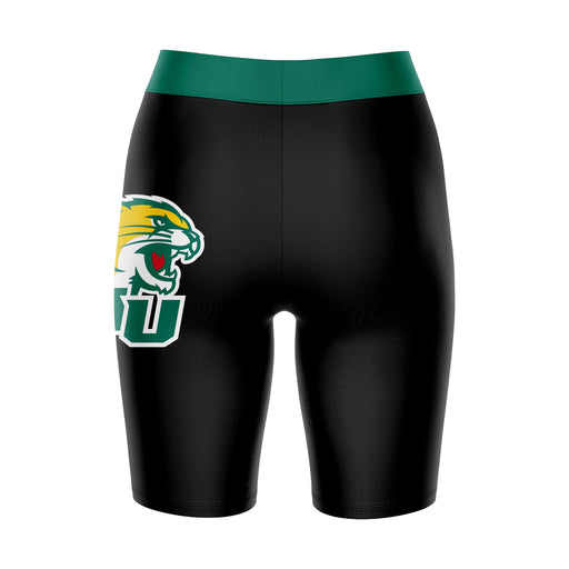 Northern Michigan Wildcats Vive La Fete Game Day Logo on Thigh and Waistband Black and Green Women Bike Short 9 Inseam - Vive La Fête - Online Apparel Store