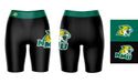 Northern Michigan Wildcats Vive La Fete Game Day Logo on Thigh and Waistband Black and Green Women Bike Short 9 Inseam - Vive La Fête - Online Apparel Store