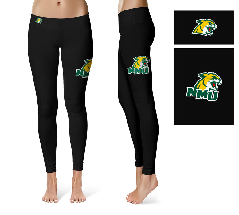 Northern Michigan Wildcats Vive La Fete Collegiate Large Logo on Thigh Women Black Yoga Leggings 2.5 Waist Tights - Vive La Fête - Online Apparel Store
