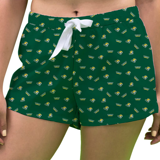 Northern Michigan Wildcats Vive La Fete Game Day All Over Logo Women Green Lounge Shorts