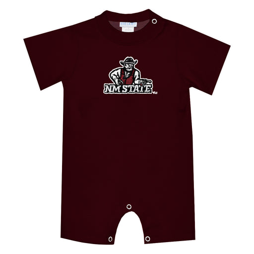 New Mexico State University Aggies, NMSU Aggies Embroidered Maroon Knit Short Sleeve Boys Romper