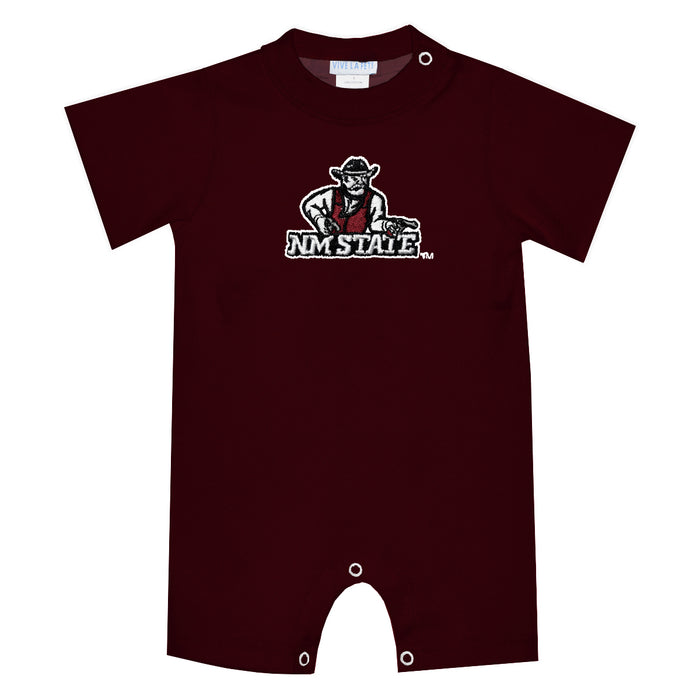 New Mexico State University Aggies, NMSU Aggies Embroidered Maroon Knit Short Sleeve Boys Romper
