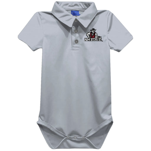 New Mexico State University Aggies, NMSU Aggies Embroidered Gray Solid Knit Polo Onesie