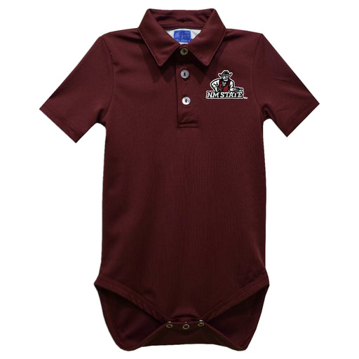 New Mexico State University Aggies, NMSU Aggies Embroidered Maroon Solid Knit Polo Onesie