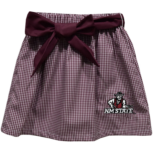 New Mexico State University Aggies, NMSU Aggies Embroidered Maroon Gingham Skirt With Sash