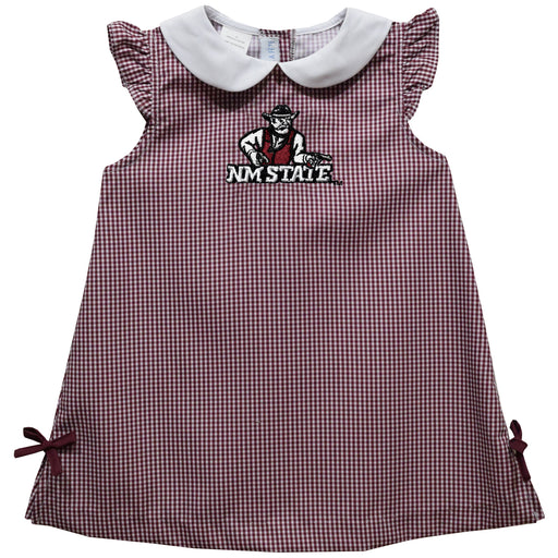 New Mexico State University Aggies, NMSU Aggies Embroidered Maroon Gingham A Line Dress