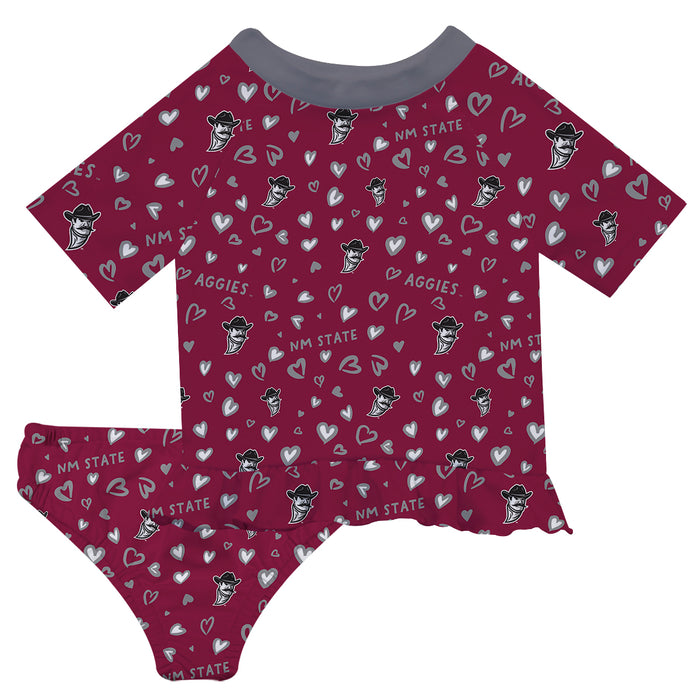 New Mexico State University Aggies, NMSU Aggies Vive La Fete All Over Logo Crimson Long Sleeve Bikini Set