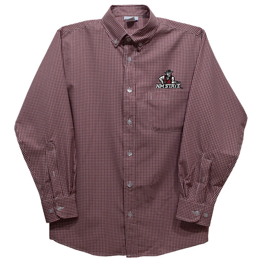 New Mexico State University Aggies, NMSU Aggies Embroidered Maroon Gingham Long Sleeve Button Down
