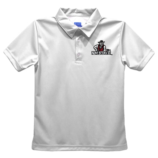 New Mexico State University Aggies, NMSU Aggies Embroidered White Short Sleeve Polo Box Shirt