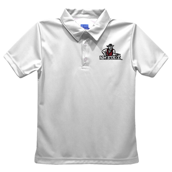 New Mexico State University Aggies, NMSU Aggies Embroidered White Short Sleeve Polo Box Shirt
