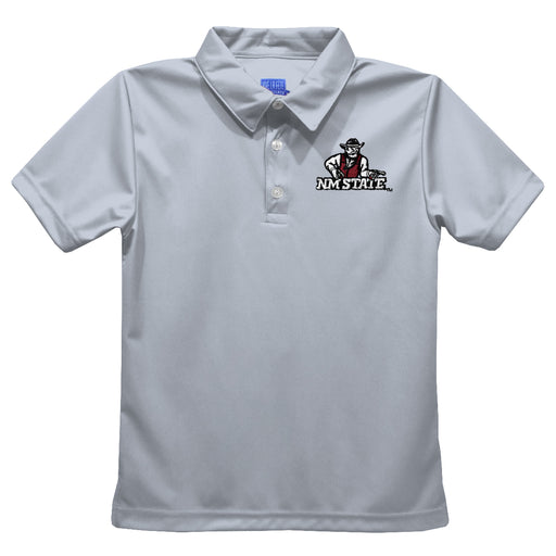 New Mexico State University Aggies, NMSU Aggies Embroidered Gray Short Sleeve Polo Box Shirt