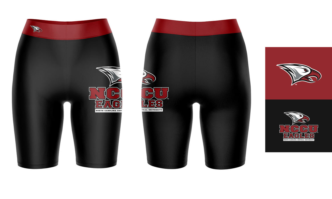NCCU Eagles Vive La Fete Game Day Logo on Thigh and Waistband Black and Maroon Women Bike Short 9 Inseam" - Vive La Fête - Online Apparel Store