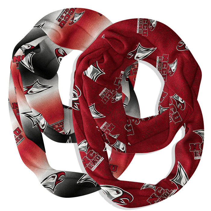 North Carolina Central Eagles Vive La Fete All Over Logo Women Set of 2 Light Weight Ultra Soft Infinity Scarfs