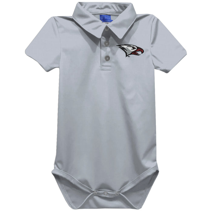 North Carolina Central Eagles Embroidered Gray Solid Knit Boys Polo Bodysuit