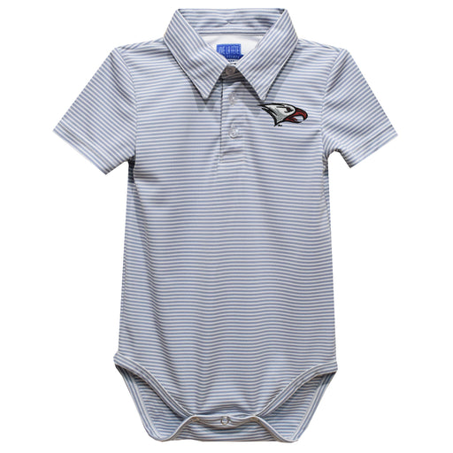 North Carolina Central Eagles Embroidered Gray Stripe Knit Boys Polo Bodysuit