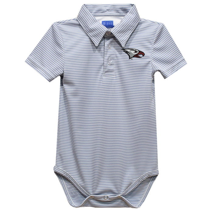 North Carolina Central Eagles Embroidered Gray Stripe Knit Boys Polo Bodysuit